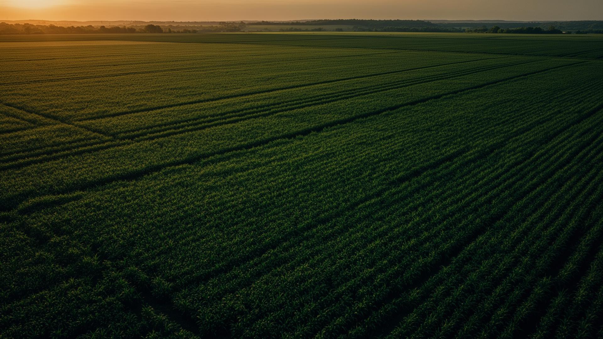 Agricultural fields at golden hour